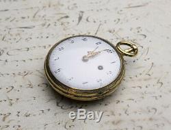 EROTIC ENAMEL PAINTING Verge Fusee Antique Pocket Watch Montre Coq