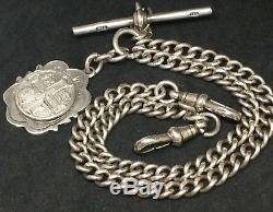 EXCEPTIONAL HEAVY Solid Silver Double Albert Pocket Watch Chain 58.9g