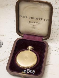 Early 1860 PATEK PHILIPPE Keyless Antique Gold Pocket Watch in Case