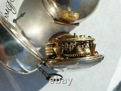 Early Antique English Sun and Moon Dial Silver Pair Case Pocket Watch circa1700