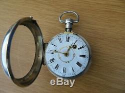 Early verge fusee pocket watch solid silver date 1750