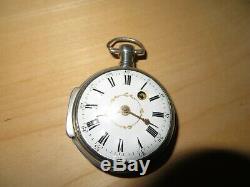 Early verge fusee pocket watch solid silver date 1750