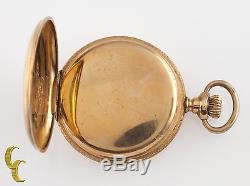 Elgin Full Hunter Antique 14k Yellow Gold Pocket Watch Size 0 7J 1904