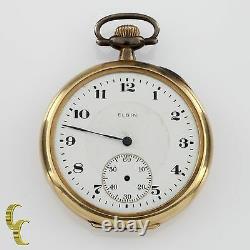 Elgin Open Face 14k Yellow Gold Antique Pocket Watch Gr 345 12S 17J 1920