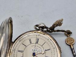 English Silver Fusee Centre Seconds Chronograph Pocket watch /H092