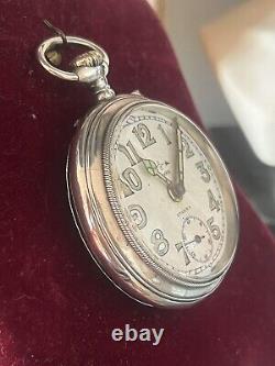 Eterna Pocket Watch Silver 42203 Alarm Manual Wind Swiss Antique