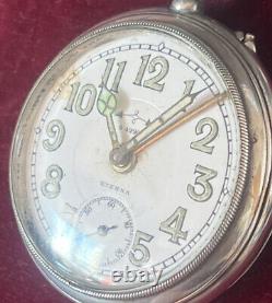 Eterna Pocket Watch Silver 42203 Alarm Manual Wind Swiss Antique