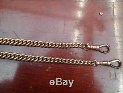 Excellent Antique Solid 9ct Rose Gold Double Albert Watch Chain. 47.23 grams