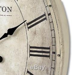 Extra Large Shabby Chic Oval Wall Clock Antique Cream Pocket Watch Vintage