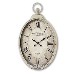 Extra Large Shabby Chic Oval Wall Clock Antique Cream Pocket Watch Vintage