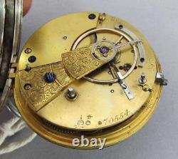 FINE ANTIQUE STERLING SILVER FUSEE LEVER POCKET WATCH 1878 WORKING with KEY