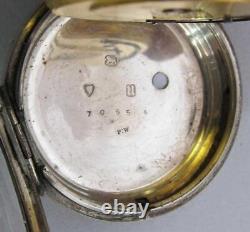FINE ANTIQUE STERLING SILVER FUSEE LEVER POCKET WATCH 1878 WORKING with KEY