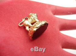 Fab Antique Pocket Watch Albert Gold Lion Bloodstone Fob Seal Pendant