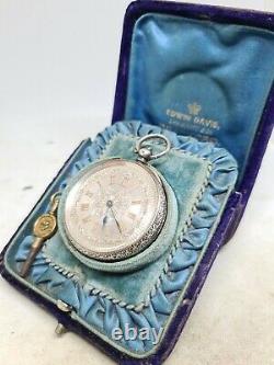 Fancy antique solid silver pocket watch c1900 working ref1891