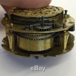 Fine Antique C1720 Verge Pocket Watch Movement Charles Voisin Paris 4.7cm Rare