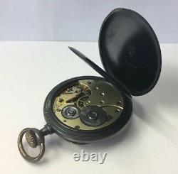 Fine Antique Gun Metal Omega Pocket Watch 4cm Face Diameter (Not Working)