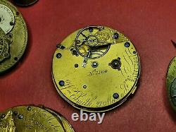 Fusee verge pocket watch movements collection joblot antique watches for parts