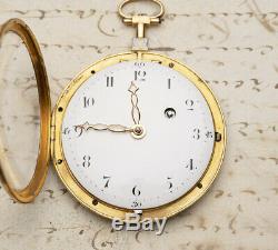 GOLD & ENAMEL PAINTING Verge Fusee Antique Pocket Watch with Presentation