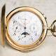 Gold Repeater Chronograph Calendar Moon Phase Antique Repeating Pocket Watch