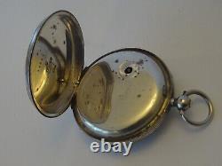 GOOD ANTIQUE ENGLISH GENTLEMAN'S STERLING SILVER FUSEE POCKET WATCH, c1889