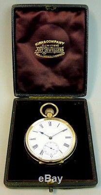 Gentlemans Antique 18k Gold Swiss Made Pocket Watch With Original Box C. 1900