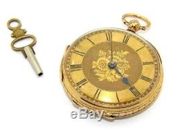 Gents mens 18ct 18carat solid gold ornate antique pocket watch, JTW London 1871
