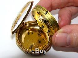 Gents mens 18ct 18carat solid gold ornate antique pocket watch, JTW London 1871