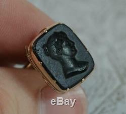 Georgian Gold Cased Pocket Watch Fob Seal with Intaglio of Female Bust t0586