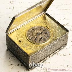 German XVIIIc. Silver Snuffbox Watch Antique Verge Fusee Watch SPINDELTASCHENUHR