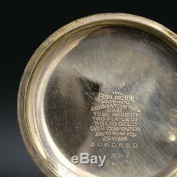 Gold 1915 Burlington 19 Jewel RAILROAD Pocket Watch 16s Montgomery Dial Antique