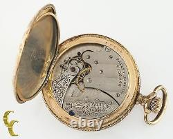 Gold Filled Waltham Antique Full Hunter Pocket Watch Gr Seaside 6S 7 Jewel