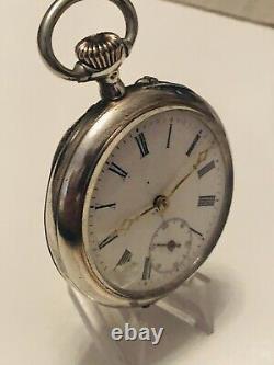 Good Antique Gents Silver Pocket Watch Working And Just Been Serviced