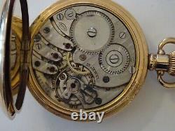 Good Antique Gold Plated Swiss 15j Pocket Watch, Dennison Case