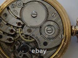 Good Antique Gold Plated Swiss 15j Pocket Watch, Dennison Case