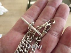 Good Antique Solid Sterling Silver Double Albert Pocket Watch Chain