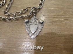 Good Antique Solid Sterling Silver Double Albert Pocket Watch Chain & Fob