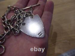Good Antique Solid Sterling Silver Double Albert Pocket Watch Chain & Fob