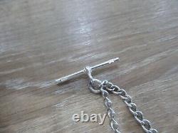 Good Antique Solid Sterling Silver Single Albert Pocket Watch Chain & Fob
