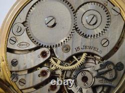 Good High Grade, Antique Gold Plated Swiss 15j Pocket Watch, Dennison Case