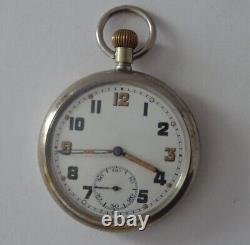 Good Swiss Military Pocket Watch, Working Order, World War II Era, Gstp K09434