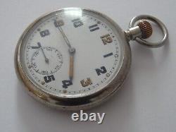 Good Swiss Military Pocket Watch, Working Order, World War II Era, Gstp K09434