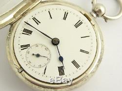 Hallmarked Antique Sterling Silver Pocket Watch Mechanical Key Movement