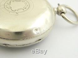Hallmarked Antique Sterling Silver Pocket Watch Mechanical Key Movement