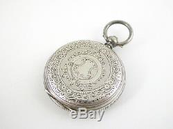 Hallmarked Swiss. 935 Silver Fancy Applied Gold Dialed Antique Pocket Fob Watch
