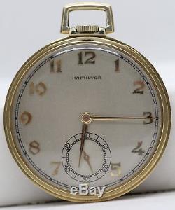 Hamilton 921 Pocket Watch 21 Jewel 14K Solid Gold Antique Runs Perfect LE053