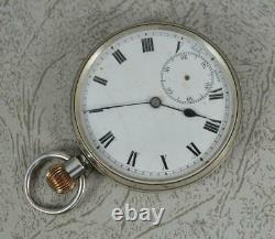 Hand Wound Sterling Silver Open Faced Pocket Watch
