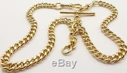 Heavy Antique 15ct yellow gold pocket watch double albert guard chain 64.2 grams