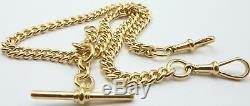 Heavy Antique 15ct yellow gold pocket watch double albert guard chain 64.2 grams