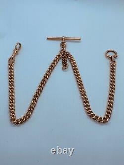 Heavy Antique 9ct Gold Double Albert Chain With Lobster And Bolt Ring Clasps