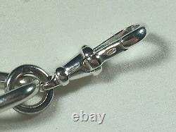 Heavy Victorian Silver Large Curb Link Albert Pocket Watch Chain & Fob Medal
